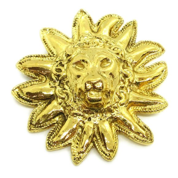 Authentic CHANEL CC Logos Lion Motif Pin Corsage Gold-Tone Accessories - Picture 1 of 5